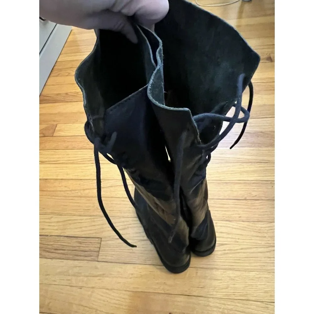 RARE Fiorentini + Baker Elena Tall OTK Fold Down Riding Boots 37.5 Black Leather